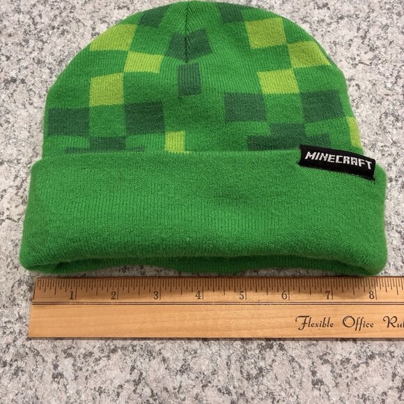 JINX Minecraft Beanie Hat Creeper Face Green Block Game - Picture 7 of 8